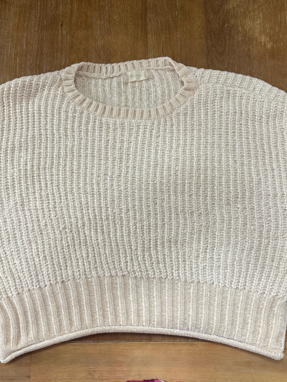 Altar'd State Soft Ivory Ribbed Crewneck Sweater
